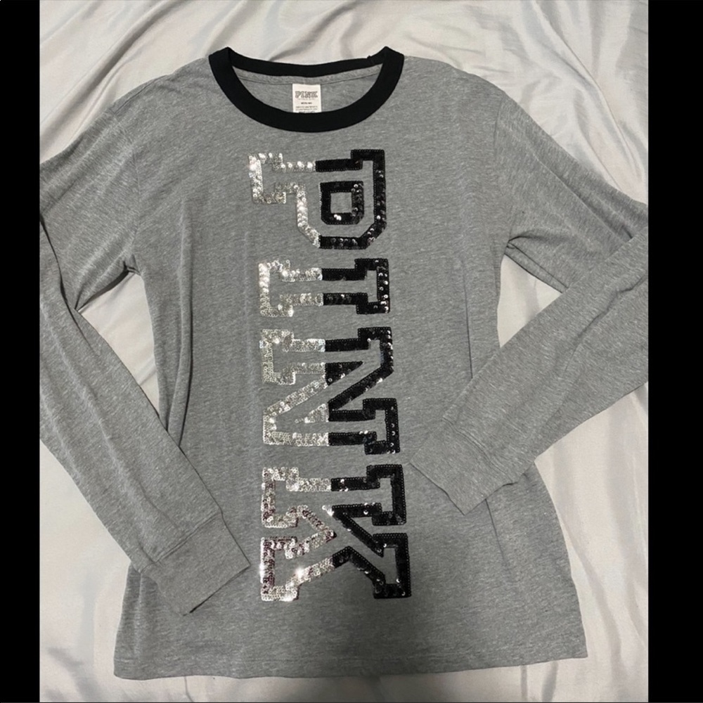 Victorias secret pink gray bling tshirt M